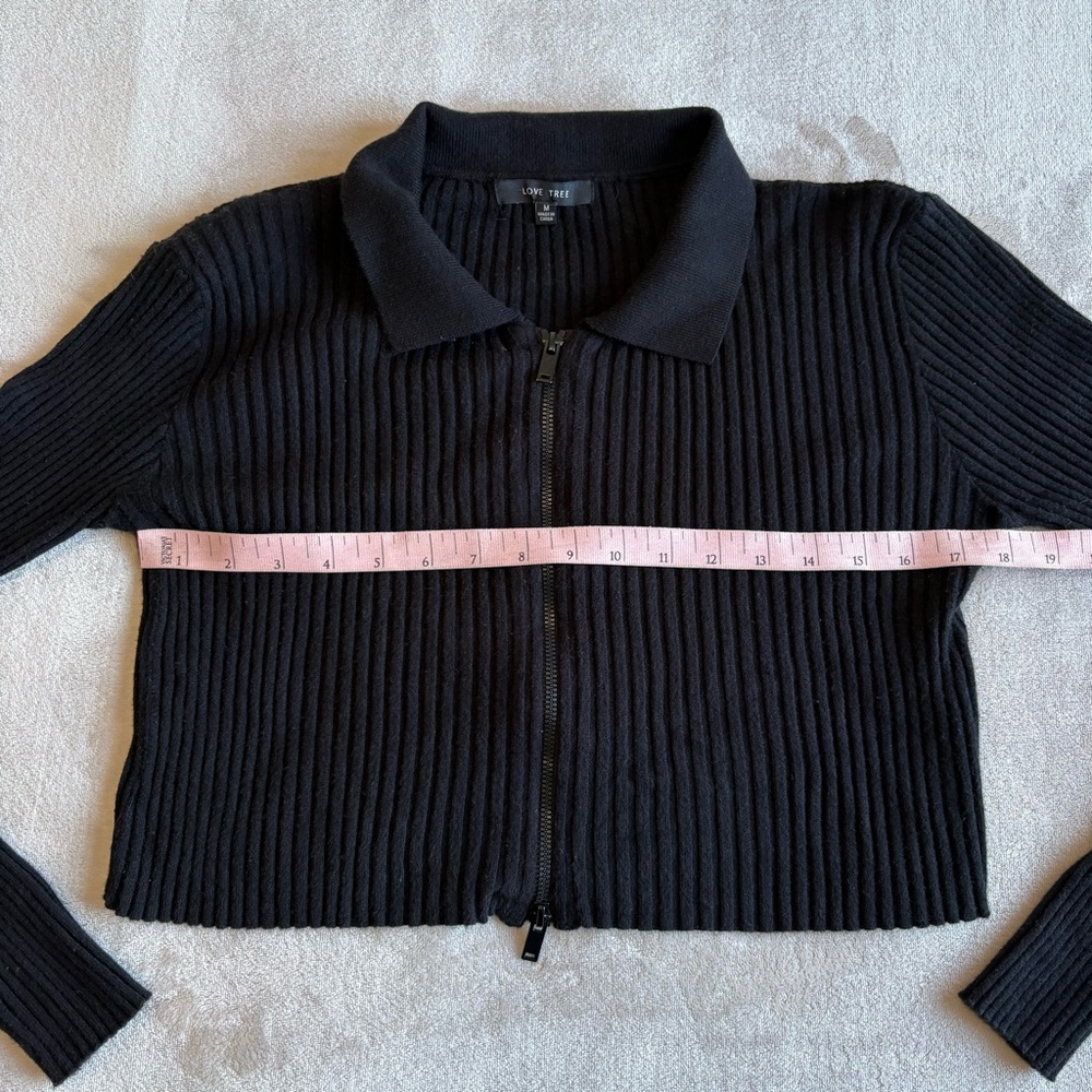 Love Tree Black Cropped Ribbed Sweater - Picture 6 of 7